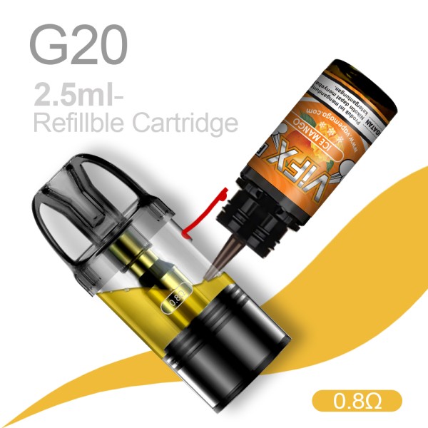 G20 mengisi ulang kartrid 2.5mlx3Pcs untuk mengisi ulang perangkat Pod tangki